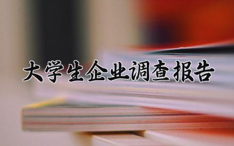 大学生企业调查报告怎么写 大学生企业调查报告范文