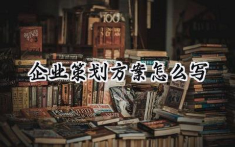 企业策划方案怎么写 企业的策划方案怎么写范文(12篇)