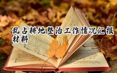 乱占耕地整治工作情况汇报材料 乱占耕地的整治工作情况汇报材料怎么写(17篇)