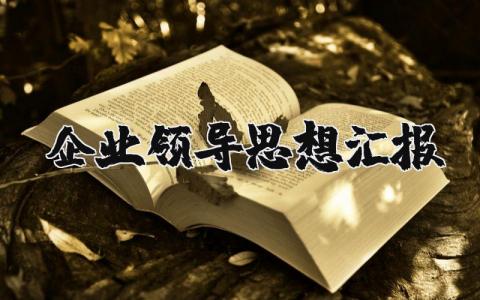 企业领导思想汇报合集 企业领导个人思想总结汇报大全