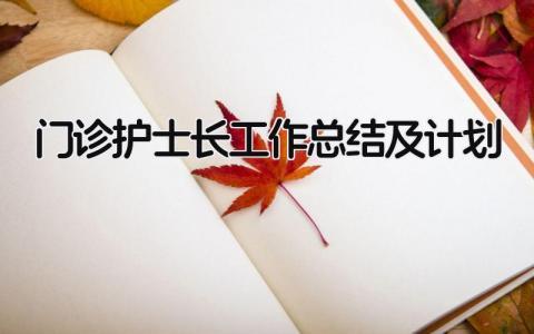 门诊护士长工作总结及计划 精选11篇