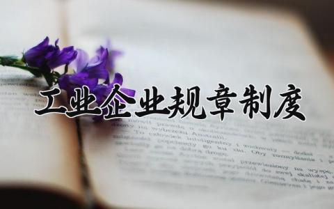 工业企业规章制度通用范文 工业企业管理制度模板大全