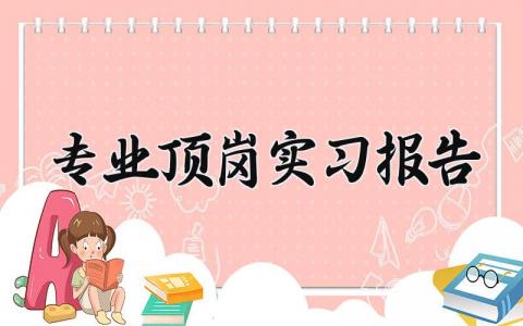 专业顶岗实习报告汇总 顶岗实习个人总结报告模板