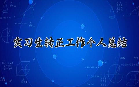 实习生转正工作个人总结 员工试用期转正工作总结简短  (10篇）