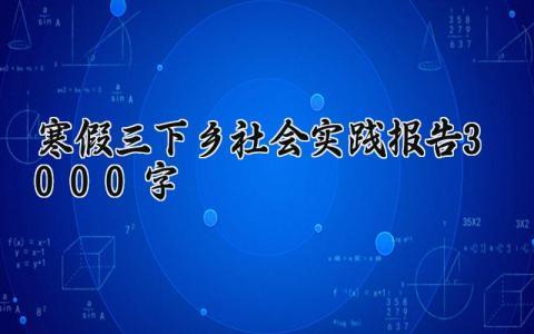 寒假三下乡社会实践报告3000字精选范文大全