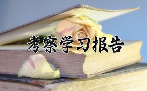 考察学习报告精选 考察报告怎么写