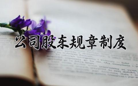 公司股东规章制度 股东管理制度完整版 (4篇）