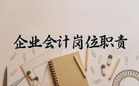 企业会计岗位职责 公司会计主要负责什么 (8篇）