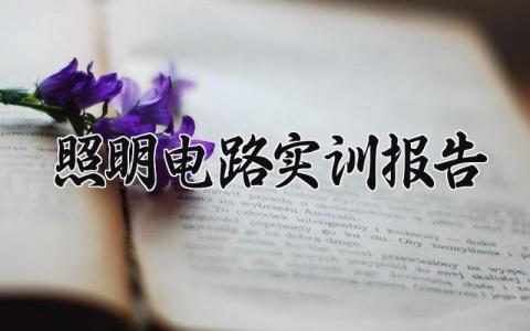 照明电路实训报告 照明电路实训报告400字 (13篇）