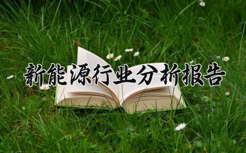 新能源行业分析报告最新 新能源行业市场分析报告总结
