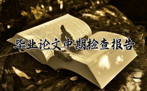 毕业论文中期检查报告总结 毕业论文中期检查报告范文