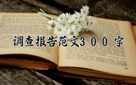 调查报告范文300字左右 调查报告范文300字精选多篇