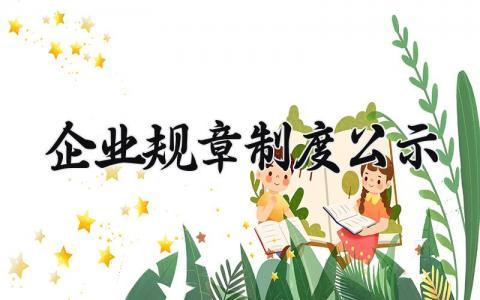 企业规章制度公示 企业管理制度范本模板 (8篇）