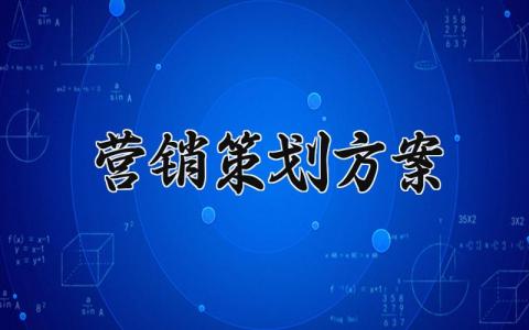 营销策划方案怎么写 营销策划方案设计精选