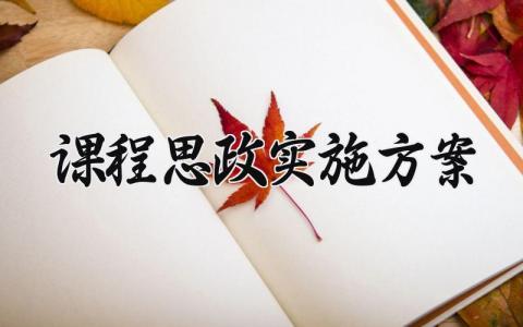 课程思政实施方案内容 课程思政实施方案指导思想怎么写 (8篇）