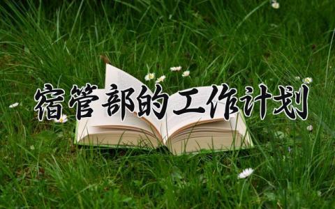 宿管部的工作计划 有关宿管部的工作计划书 (13篇）