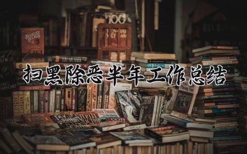 扫黑除恶半年工作总结 扫黑除恶的半年工作总结2024（4篇）