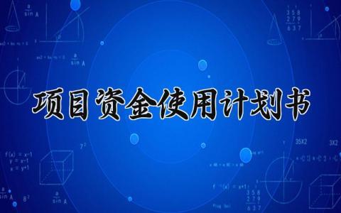 项目资金使用计划书 项目资金的使用计划书怎么写（12篇）