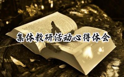 集体教研活动心得体会怎么写（17篇）