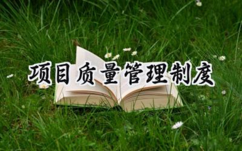 项目质量管理制度 项目部质量管理体系及制度范文
