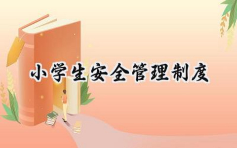 小学生安全管理制度 小学校园安全管理制度